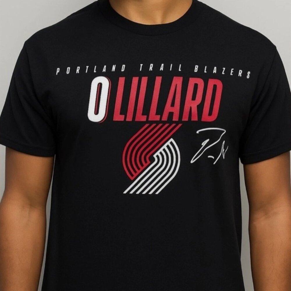 NBA Portland Trail Blazers Damian Lillard T-Shirt‎ Black Large - New